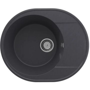 Мойка кухонная Ulgran (Улгран) из кварцевого композита овальная Quartz Nora, цвет: космос, база: 56х46 см, арт. Nora 585-08