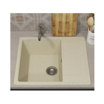 Кухонная мойка из искусственного камня Uperwood (Упервуд) ECON UPD-201, 002, прямоугольная, бежевая матовая 4910201236