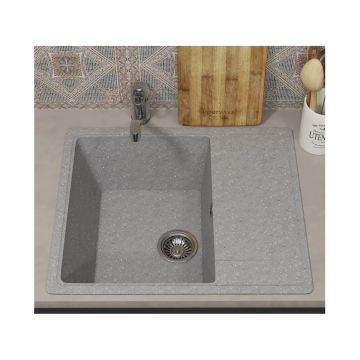Кухонная мойка из искусственного камня Uperwood (Упервуд) ECON UPD-201, 003, прямоугольная, серая матовая 4910201237