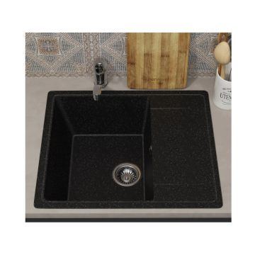 Кухонная мойка из искусственного камня Uperwood (Упервуд) ECON UPD-201, 004, прямоугольная, черная матовая 4910201238