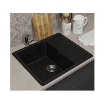 Кухонная мойка из искусственного камня Uperwood (Упервуд) ECON UPD-201, 004, прямоугольная, черная матовая 4910201238