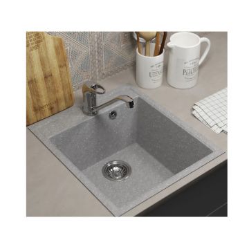 Кухонная мойка из искусственного камня Uperwood (Упервуд) ECON UPD-404, 003, прямоугольная, серая матовая 4910201225
