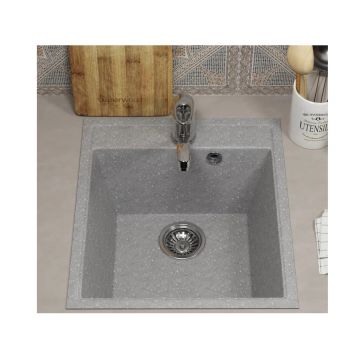 Кухонная мойка из искусственного камня Uperwood (Упервуд) ECON UPD-404, 003, прямоугольная, серая матовая 4910201225