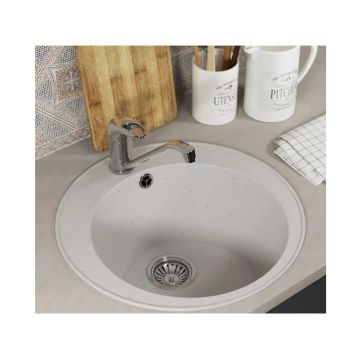 Кухонная мойка из искусственного камня Uperwood (Упервуд) ECON UPD-405, 001, круглая, белая матовая 4910201227