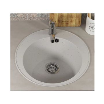 Кухонная мойка из искусственного камня Uperwood (Упервуд) ECON UPD-405, 001, круглая, белая матовая 4910201227