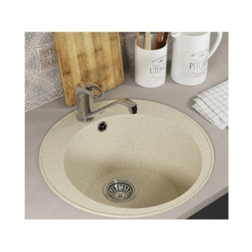 Кухонная мойка из искусственного камня Uperwood (Упервуд) ECON UPD-405, 002, круглая, бежевая матовая 4910201228