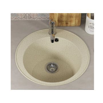 Кухонная мойка из искусственного камня Uperwood (Упервуд) ECON UPD-405, 002, круглая, бежевая матовая 4910201228