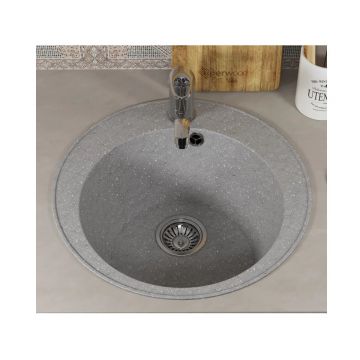 Кухонная мойка из искусственного камня Uperwood (Упервуд) ECON UPD-405, 003, круглая, серая матовая 4910201229