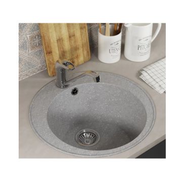 Кухонная мойка из искусственного камня Uperwood (Упервуд) ECON UPD-405, 003, круглая, серая матовая 4910201229