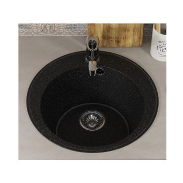 Кухонная мойка из искусственного камня Uperwood (Упервуд) ECON UPD-405, 004, круглая, черная матовая 4910201230