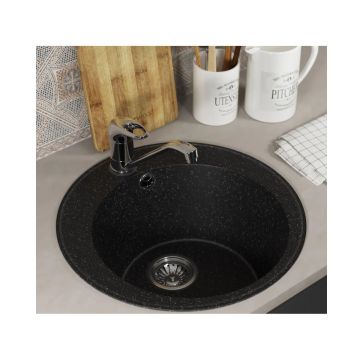 Кухонная мойка из искусственного камня Uperwood (Упервуд) ECON UPD-405, 004, круглая, черная матовая 4910201230
