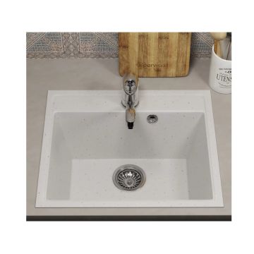 Кухонная мойка из искусственного камня Uperwood (Упервуд) ECON UPD-408, 001, прямоугольная, белая матовая 4910201231