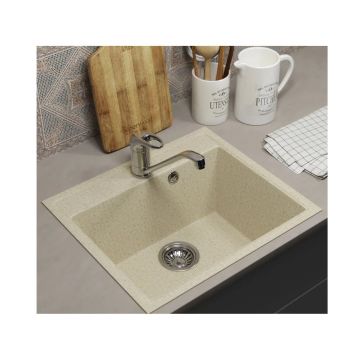 Кухонная мойка из искусственного камня Uperwood (Упервуд) ECON UPD-408, 002, прямоугольная, бежевая матовая 4910201232