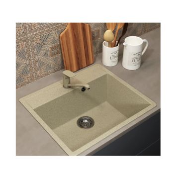 Кухонная мойка из искусственного камня Uperwood (Упервуд) ECON UPD-104, 002, прямоугольная, бежевая матовая 4010202101