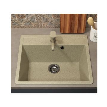 Кухонная мойка из искусственного камня Uperwood (Упервуд) ECON UPD-104, 002, прямоугольная, бежевая матовая 4010202101
