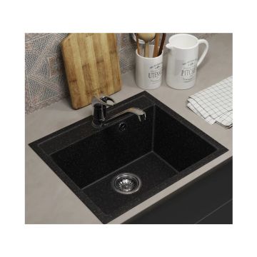 Кухонная мойка из искусственного камня Uperwood (Упервуд) ECON UPD-408, 004, прямоугольная, черная матовая 4910201234