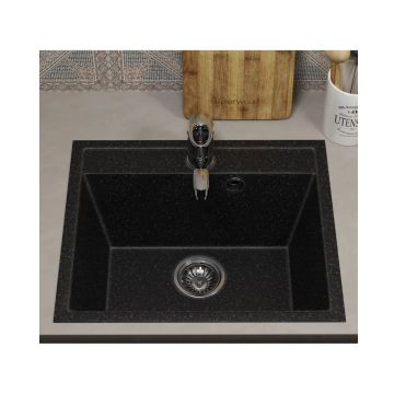 Кухонная мойка из искусственного камня Uperwood (Упервуд) ECON UPD-408, 004, прямоугольная, черная матовая 4910201234