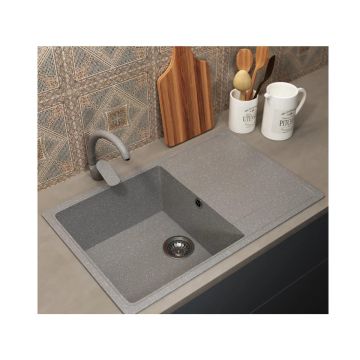 Кухонная мойка из искусственного камня Uperwood (Упервуд) ECON UPD-507, 003, прямоугольная, серая матовая 4010202110