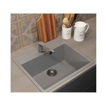Кухонная мойка из искусственного камня Uperwood (Упервуд) ECON UPD-104, 003, прямоугольная, серая матовая 4010202102