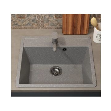 Кухонная мойка из искусственного камня Uperwood (Упервуд) ECON UPD-104, 003, прямоугольная, серая матовая 4010202102