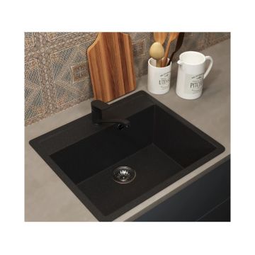 Кухонная мойка из искусственного камня Uperwood (Упервуд) ECON UPD-104, 004, прямоугольная, черная матовая 4010202103