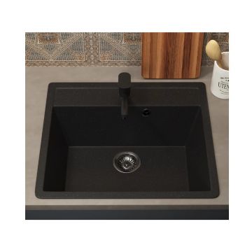 Кухонная мойка из искусственного камня Uperwood (Упервуд) ECON UPD-104, 004, прямоугольная, черная матовая 4010202103