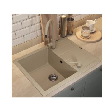 Кухонная мойка кварцевая Uperwood (Упервуд) Quartz UPD-03, 02, прямоугольная, бежевая 3910202109