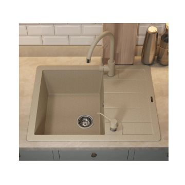 Кухонная мойка кварцевая Uperwood (Упервуд) Quartz UPD-03, 02, прямоугольная, бежевая 3910202109
