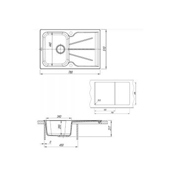 Кухонная мойка кварцевая Uperwood (Упервуд) Quartz UPD-04, 04, прямоугольная, черная 3910202115