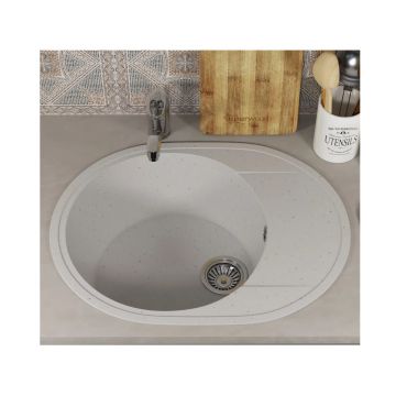 Кухонная мойка из искусственного камня Uperwood (Упервуд) ECON UPD-107, 001, овальная, белая матовая 4910201243