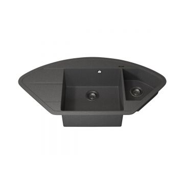 Кухонная мойка кварцевая Uperwood (Упервуд) Quartz UPD-06, 03, угловая двухсекционная, серая 3910202122