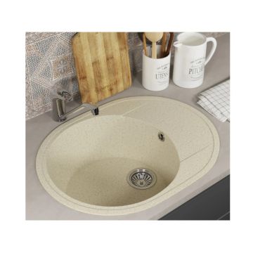 Кухонная мойка из искусственного камня Uperwood (Упервуд) ECON UPD-107, 002, овальная, бежевая матовая 4910201244