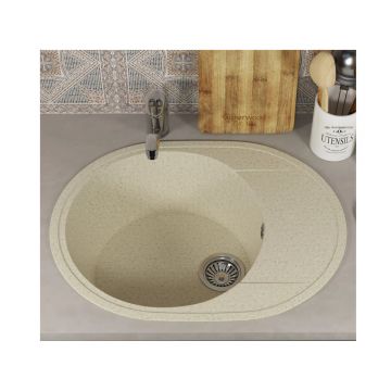 Кухонная мойка из искусственного камня Uperwood (Упервуд) ECON UPD-107, 002, овальная, бежевая матовая 4910201244