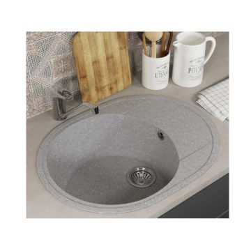 Кухонная мойка из искусственного камня Uperwood (Упервуд) ECON UPD-107, 003, овальная, серая матовая 4910201245