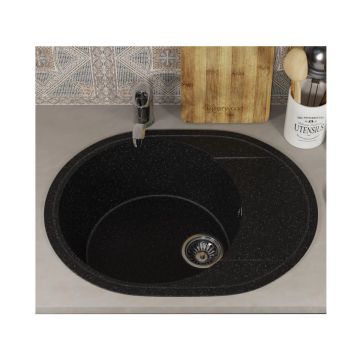 Кухонная мойка из искусственного камня Uperwood (Упервуд) ECON UPD-107, 004, овальная, черная матовая 4910201246