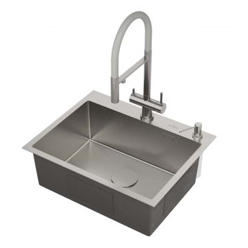 Кухонная мойка RoxenBath (РоксенБаз) Simple 60 с коландером и дозатором, сатин, 560220-60