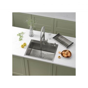 Кухонная мойка RoxenBath (РоксенБаз) Simple 60 с коландером и дозатором, сатин, 560220-60