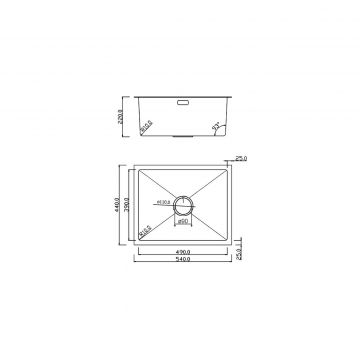 Кухонная мойка RoxenBath (РоксенБаз) Uno 54 PVD, графит, 560210-54B-GR