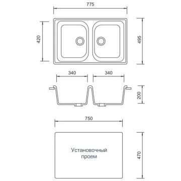 Мойка кухонная AquaGranitEx из искусственного гранита прямоугольная AquaGranitEx М-15 310 серая