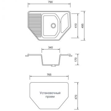 Мойка кухонная AquaGranitEx из искусственного гранита угловая AquaGranitEx М-10 331 белая