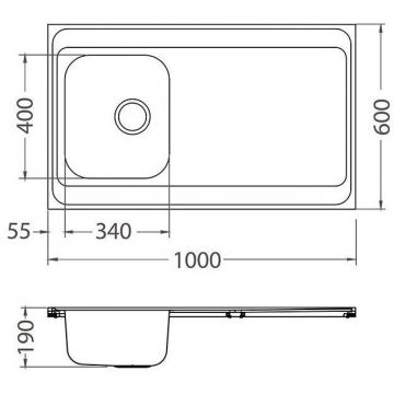 Мойка кухонная прямоугольная Alveus (Алвеус) Classic pro 70 Нержавеющая сталь SAT (1130471) с сифоном