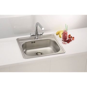 Мойка кухонная прямоугольная Alveus (Алвеус) More 10 Нержавеющая сталь NAT (1106813) с сифоном