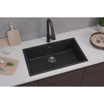 Мойка кухонная прямоугольная Alveus (Алвеус) Granital Omni 40 Deep Black-G90 (1150062) с сифоном 1145083