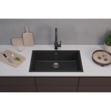 Мойка кухонная прямоугольная Alveus (Алвеус) Granital Omni 40 Deep Black-G90 (1150062) с сифоном 1145083