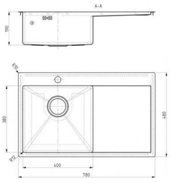 Мойка кухонная прямоугольная Alveus (Алвеус) Quarto 30 BRS-90 (1124384) с сифоном 1130551