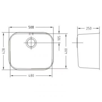 Мойка кухонная прямоугольная Alveus (Алвеус) увеличенной глубиной чаши Variant 10 Нержавеющая сталь Satin (1009252) с сифоном