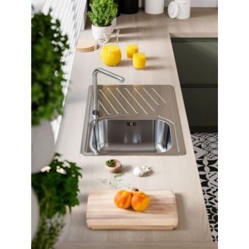 Мойка кухонная прямоугольная Alveus (Алвеус) Elegant 30 Нержавеющая сталь Satin (1126348) с сифоном