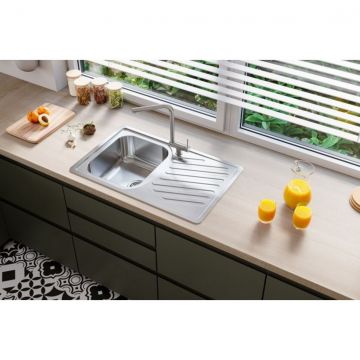 Мойка кухонная прямоугольная Alveus (Алвеус) Elegant 30 Нержавеющая сталь Satin (1126348) с сифоном