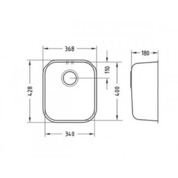 Мойка кухонная прямоугольная Alveus (Алвеус) слив вдоль короткой стороны Variant 40-K Нержавеющая сталь Satin (1009013) с сифоном