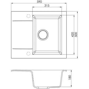 Мойка кухонная прямоугольная Alveus (Алвеус) Granital Gem 20 Carbon-G91 (1149116) с сифоном